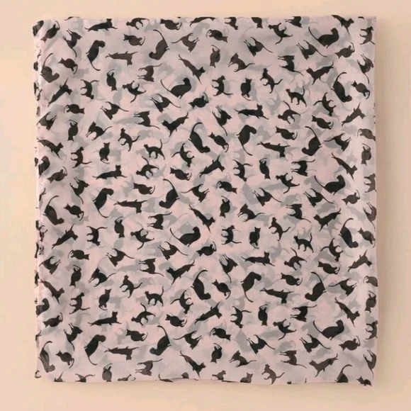 Black KITTY Cat Pattern Bandana Scarf Wrap - Picture 2 of 6